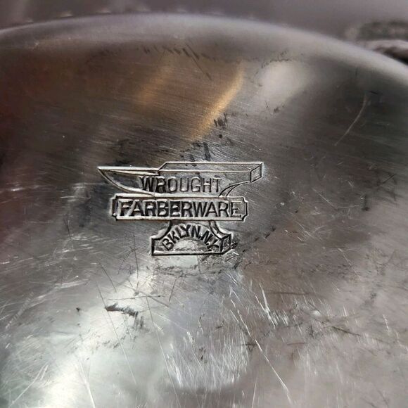 Vintage Large Hammered Wrought Faberware BKLYN Serving Tray Twist Handle Orchid - Picture 4 of 10